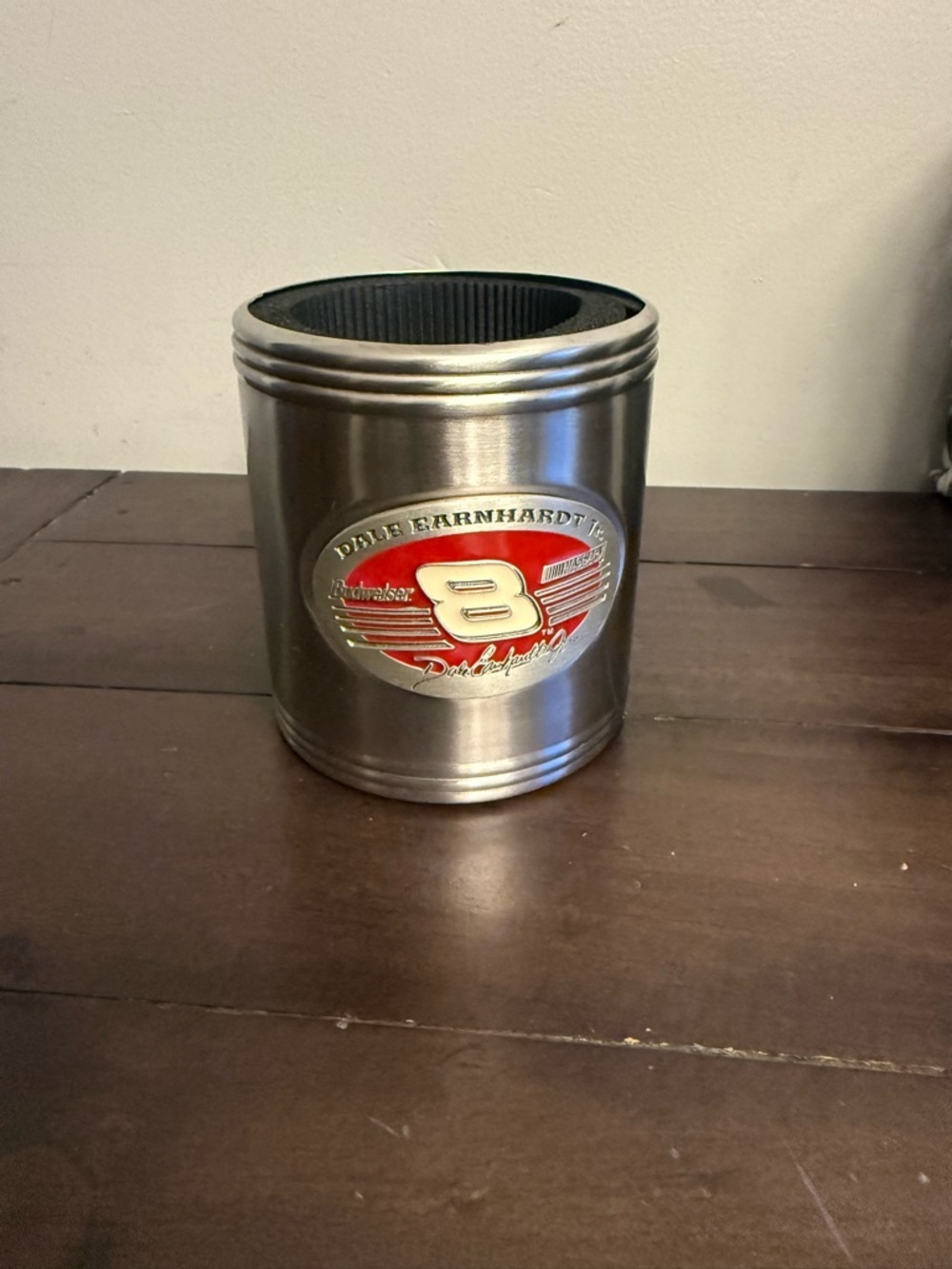 Dale Earnhardt Jr Budweiser #8 Metal Beer Can Holder NASCAR Drink Sleeve